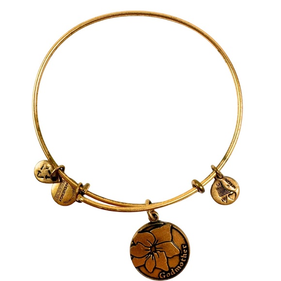 Alex‎ and Ani Gold Tone Godmother Flower on Charm Bangle Bracelet - Picture 1 of 2